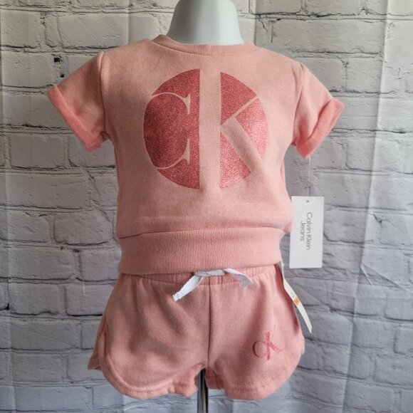 Calvin Klein Baby Girls Fleece Top and Shorts Set - Picture 1 of 9